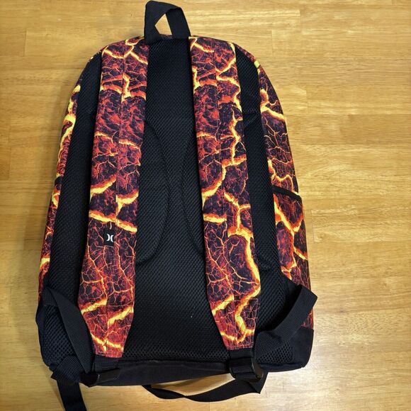 Hurley Backpack Bag Lava Fire Kids Adult Large 17"x11"x5" School Book‎ Tote - Picture 2 of 11
